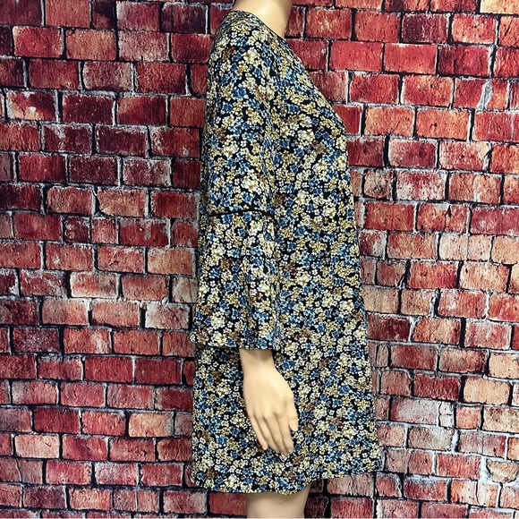 Zara Basic Collection Floral Bell Sleeve Mini Tunic Dress - Picture 6 of 8